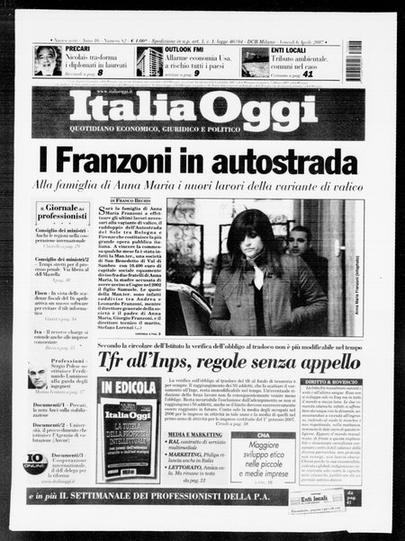 Italia oggi : quotidiano di economia finanza e politica